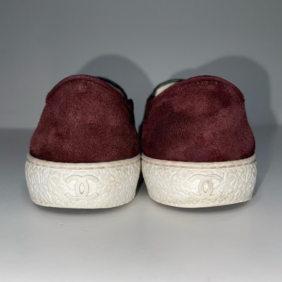 CHANEL CC Slip-On Sneakers Suede Plaid Tweed Size 37.5 / 7 - Picture 6 of 6